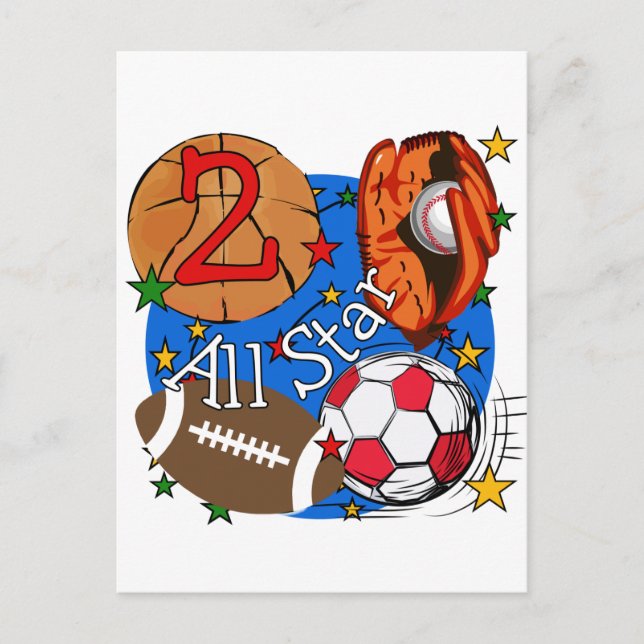 All Star 2nd Birthday Tshirts and Gifts Postcard (Front)