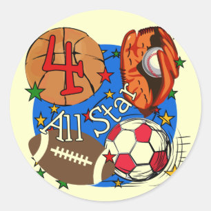 All Star 4th Birthday Tshirts and Gifts Classic Round Sticker