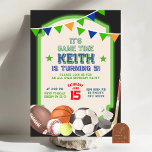 All Star All Sports Theme Kids Birthday Invitation<br><div class="desc">Boy Sports Theme Birthday Invitation,  All Star All Sports Birthday Invitation,  Sports Balls Birthday Invitation, </div>