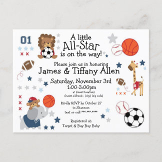 All-Star baby announcement post card