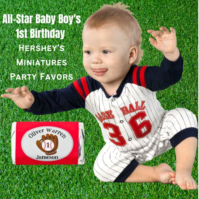All-Star Baby Boy's 1st Birthday Baby Shower Hershey's Miniatures (Hershey's Miniatures Party Favors)