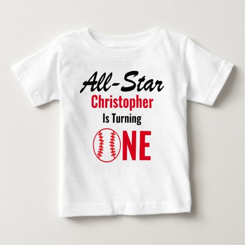 All Star Baseball 1st Birthday Baby T_Shirt
