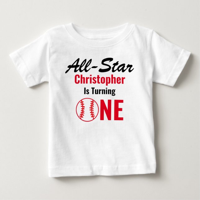 All Star Baseball 1st Birthday Baby T-Shirt (Front)