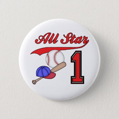 All Star Baseball 1st Birthday Button