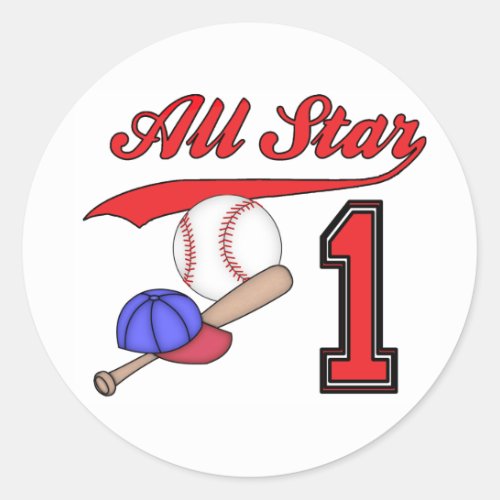 All Star Baseball 1st Birthday Classic Round Stick Classic Round Sticker