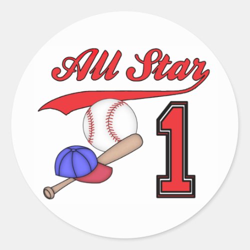 All Star Baseball 1st Birthday Classic Round Sticker