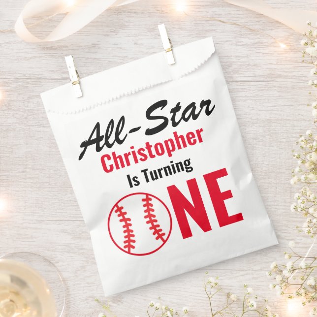 All Star Baseball 1st Birthday Favor Bag (Clipped)