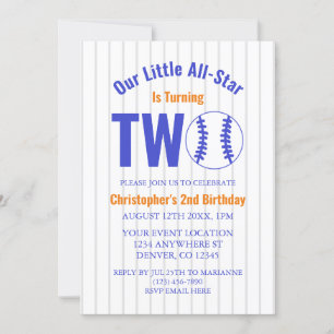 All-Star Baseball 2nd Birthday Invitation