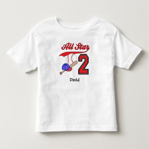 All Star Baseball 2nd Birthday Toddler T_shirt