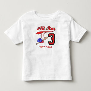 All Star Baseball 3rd Birthday Personalized Toddler T-shirt