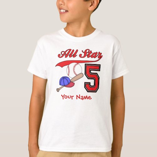All Star Baseball 5th Birthday Personalized T_Shirt