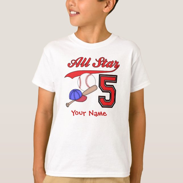 All Star Baseball 5th Birthday Personalized T-Shirt (Front)