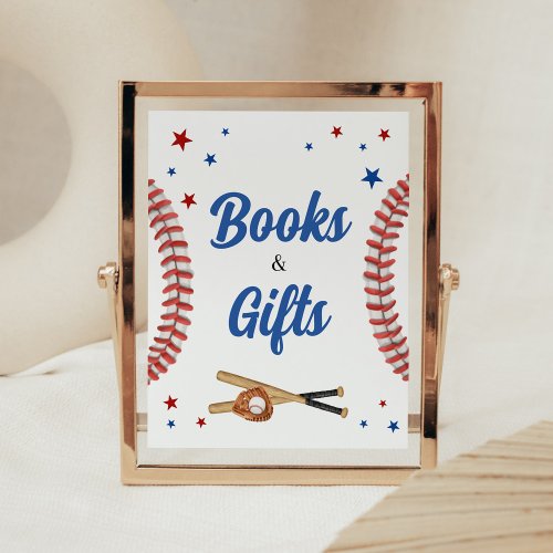 All Star Baseball Baby Shower Books and Gifts Poster