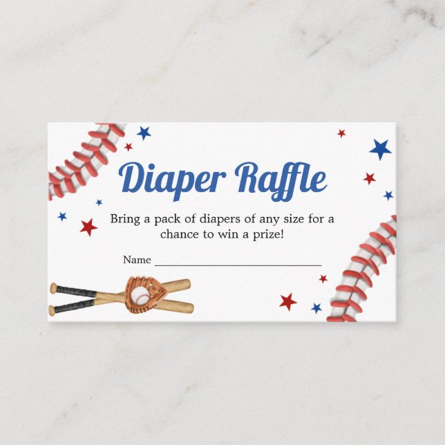 All Star Baseball Baby Shower Diaper Raffle Enclosure Card (Front)