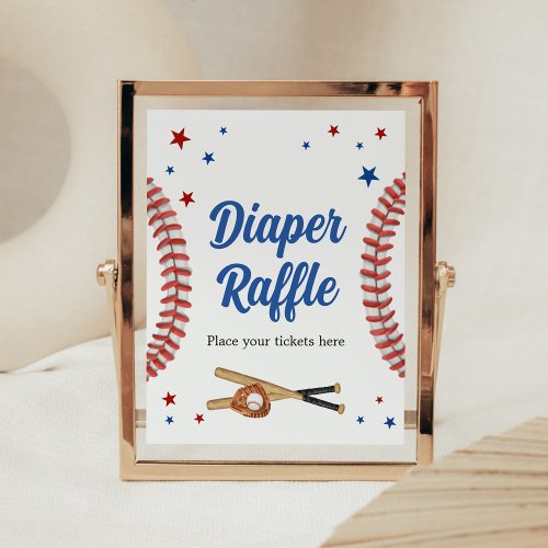 All Star Baseball Baby Shower Diaper Raffle Poster
