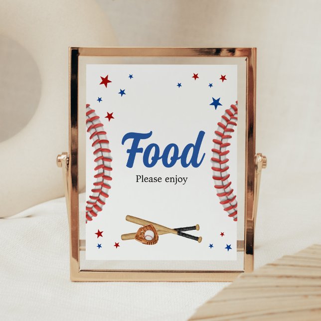 All Star Baseball Baby Shower Food Poster (Sports Baby Shower Food Sign)