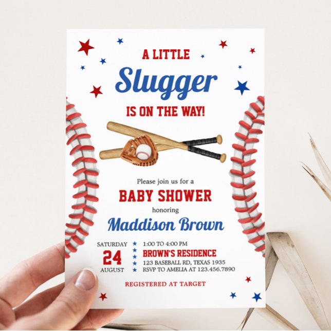 All Star Baseball Baby Shower  Invitation (Sports Baby Shower Invitation)