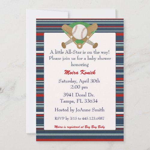 All Star baseball baby shower invitation