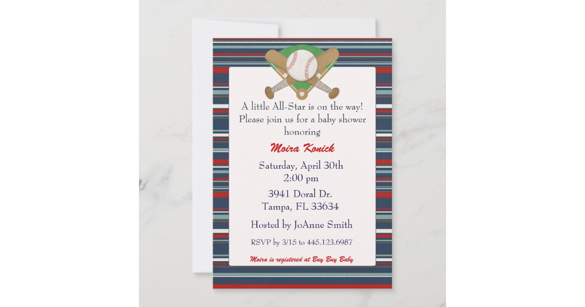 All Star baseball baby shower invitation | Zazzle