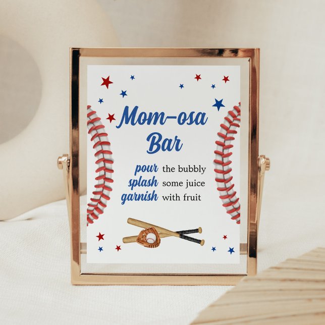 All Star Baseball Baby Shower Mom Osa Bar Poster (Sports Baby Shower Mom Osa Bar Sign)