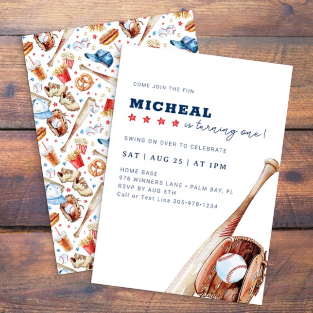 All-Star Baseball Birthday Party Invitation (Modern Baseball Birthday Invitation)