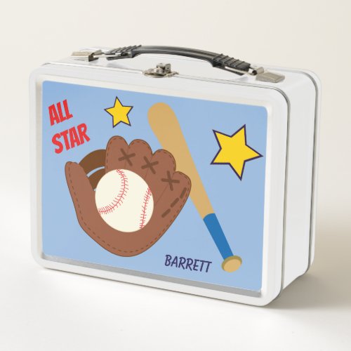 All Star Baseball Kids Personalized Metal Lunch Box