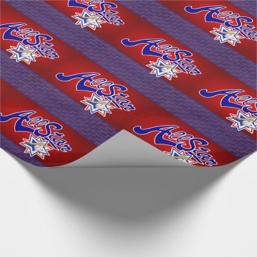 All Star Baseball Red and Blue Sports Theme Wrapping Paper