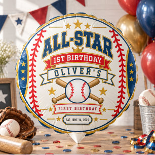 All-Star Baseball Ticket 1st Birthday Baby Boy Balloon