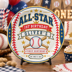 All-Star Baseball Ticket 1st Birthday Baby Boy Paper Plates