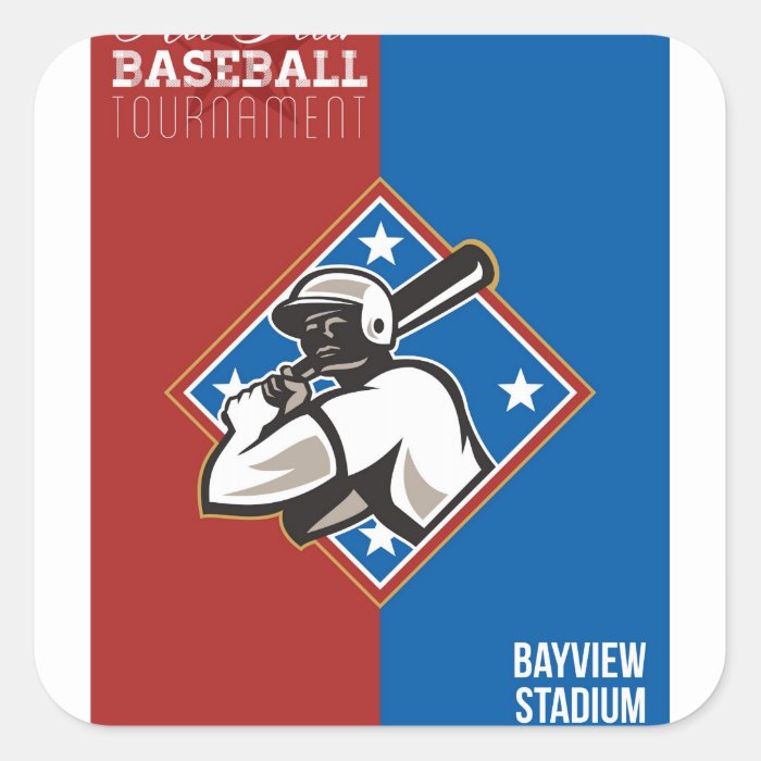 All Star Baseball Tournament Retro Poster Stickers