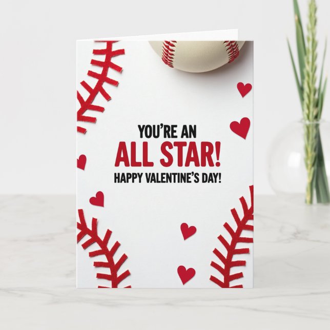 All Star Baseball Valentine Card (Front)