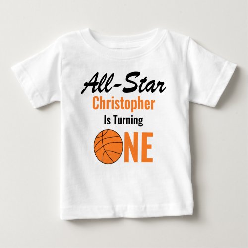 All Star Basketball 1st Birthday Baby T_Shirt