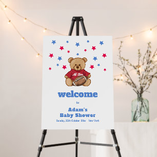 All Star Bear Football Baby Shower Welcome Sign