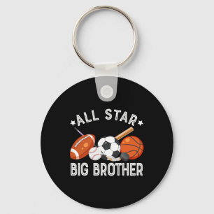 All Star Big Brother Of The Birthday Sketll Soccer Keychain