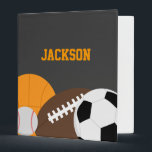 All Star Binder<br><div class="desc">Calling all sports fans! This fun print features a soccer ball,  football,  baseball,  and basketball! Customized with your sports fan’s name to make it uniquely yours! Also keep a look out in the Kids & Baby section to find more fun designs featuring this all star design!</div>