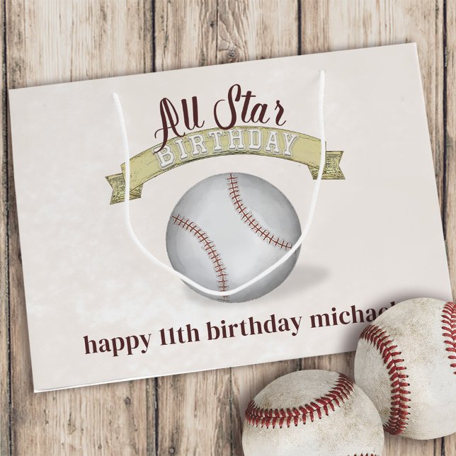 All Star Birthday Baseball Custom Large Gift Bag (Creator Uploaded)