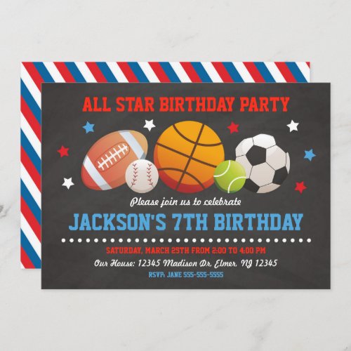 All Star Birthday Invitation for Boys