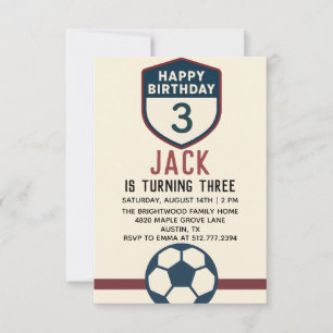 All-Star Boys Soccer Modern Soccer Party 3rd Invitation