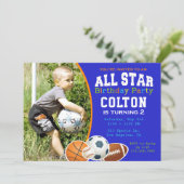 All Star Boys Sports Birthday Party Invitation (Standing Front)
