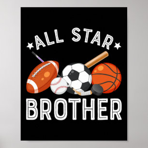 All Star Brother Of The Birthday Boy Sketll Soccer Poster