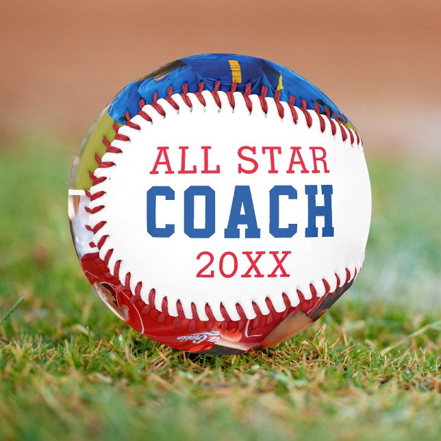 ALL STAR COACH Thank You 2 Photo Personalized Baseball (Creator Uploaded)