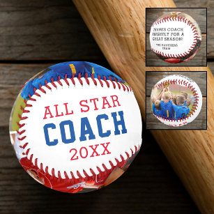ALL STAR COACH Thank You 2 Photo Personalized Baseball