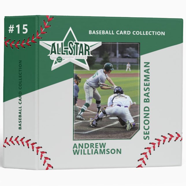 All Star Custom Baseball Card Photo Album 3 Ring Binder (Front/Spine)