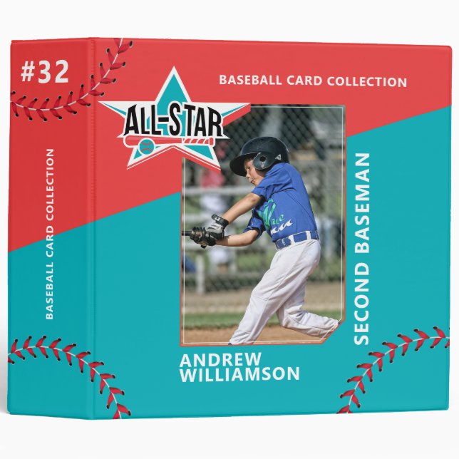 All Star Custom Baseball Card Photo Album 3 Ring Binder (Front/Spine)