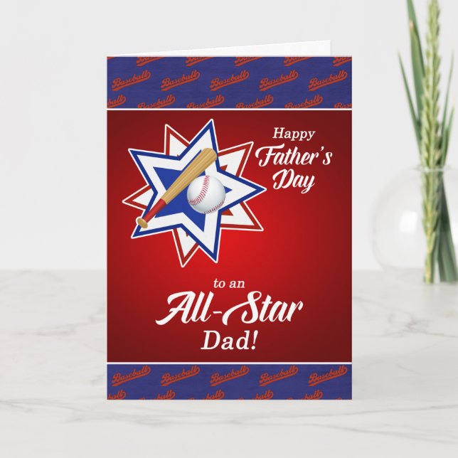 All Star Dad Baseball Sports Themed Father's Day Card (Front)