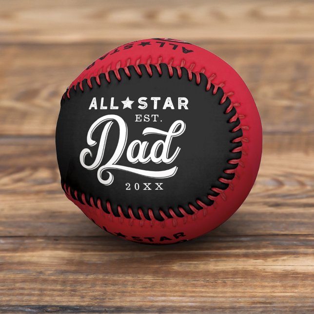 All-Star Dad, Black & Red Bat & Monogram Baseball (Creator Uploaded)