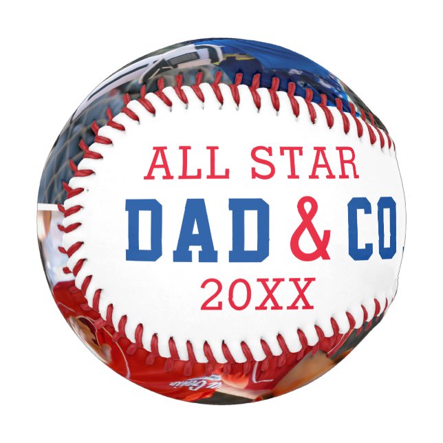 ALL STAR DAD & COACH 2 Photo Personalized Baseball (Front Left)