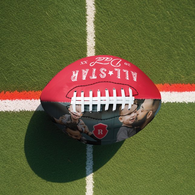 All Star Dad Gift For Dad Custom Photo & Monogram Football (All Star Dad Gift For Dad Custom Photo & Monogram Football)