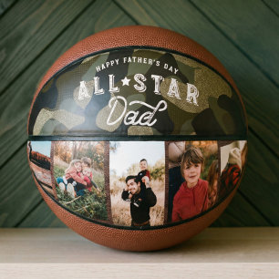 All-Star Dad Green Camouflage & Leather Photo Basketball