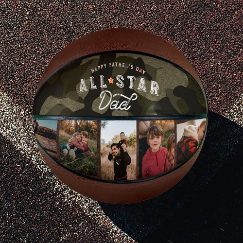All_Star Dad Green Camouflage  Leather Photo Basketball